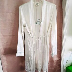 ART9  Size Small White Long Sleeve  Robe with Blue Logo “ Bride”